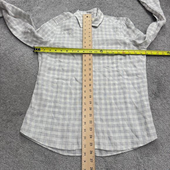 Guideboat Tessitura Monti Italian Linen Button Down Shirt Mens Small Blue Plaid - Picture 10 of 15